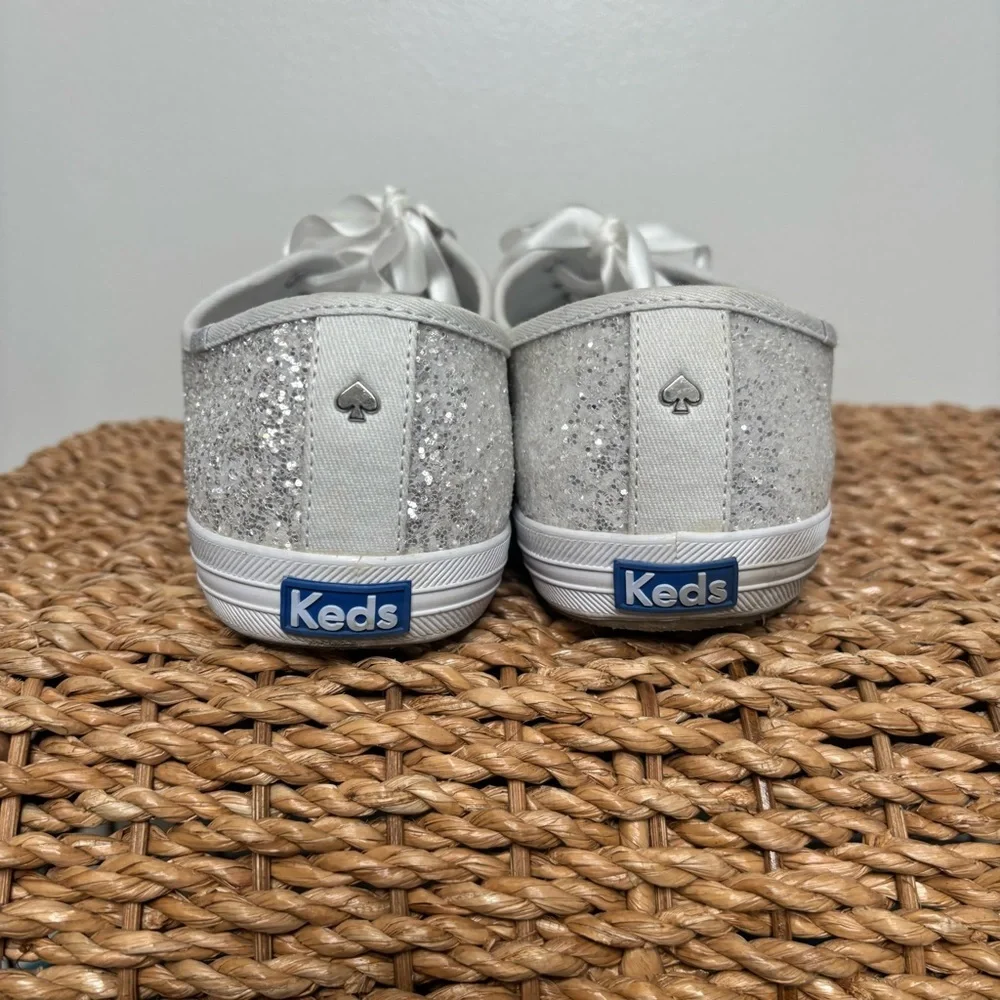 Keds x Kate Spade Glitter Sneakers Womens 9.5 White Bridal Lace Up